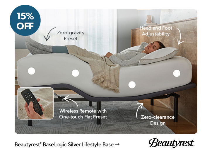 15 percent OFF. Head and Food Adjustability. Click to shop the Beautyrest BaseLogic Silver Lifestyle Base