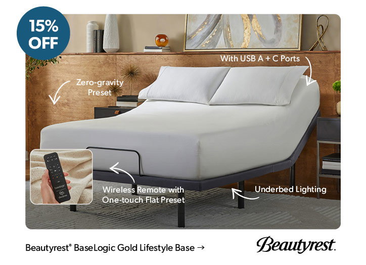 15 percent OFF. Wireless Remote with one touch flat preset. Click to shop the Beautyrest BaseLogic Gold Lifestyle Base