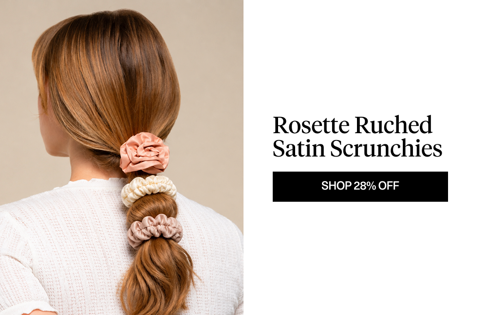 Rosette Ruched Satin Scrunchies