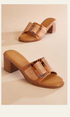 Shop Raffia Band Buckle Wood Heels