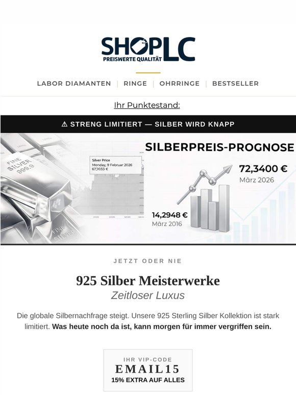 ⚠ Achtung, Silber wird knapp! Letzte Chance auf diese Designs.
