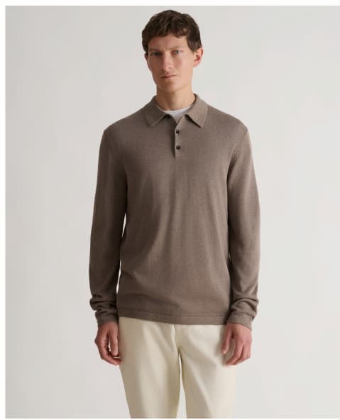 Long Sleeve Polo in Mole