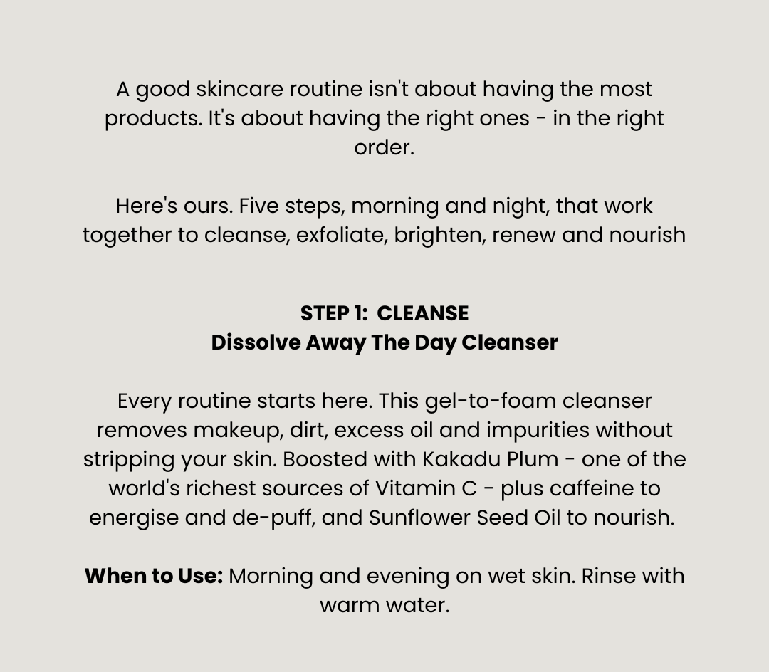A good skincare routine isn't about having the most products. It's about having the right ones - in the right order.