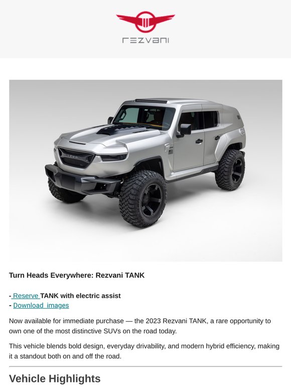 Not Your Average SUV… Meet the Rezvani TANK