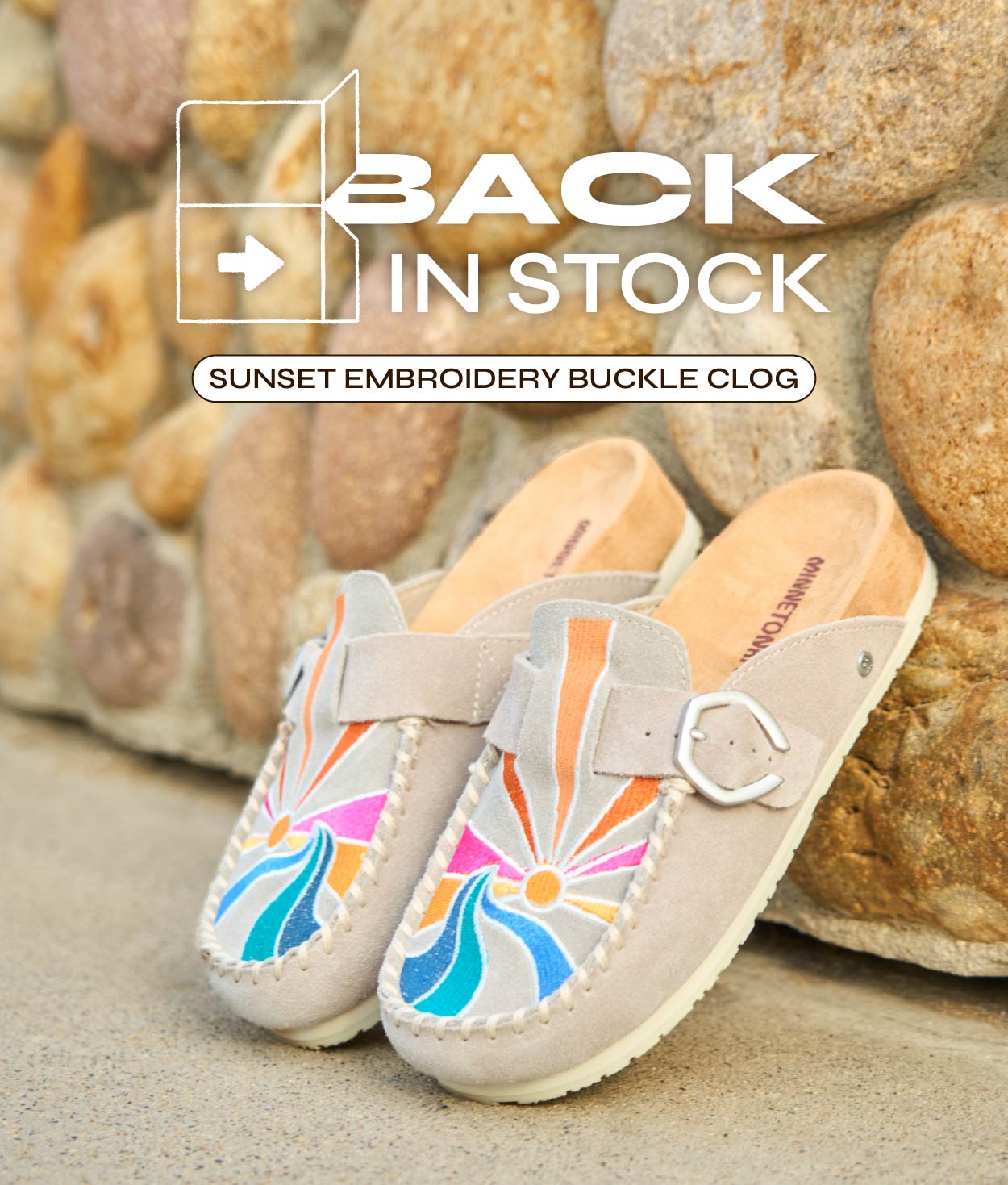 Sunset Embroidery Buckle Clog
