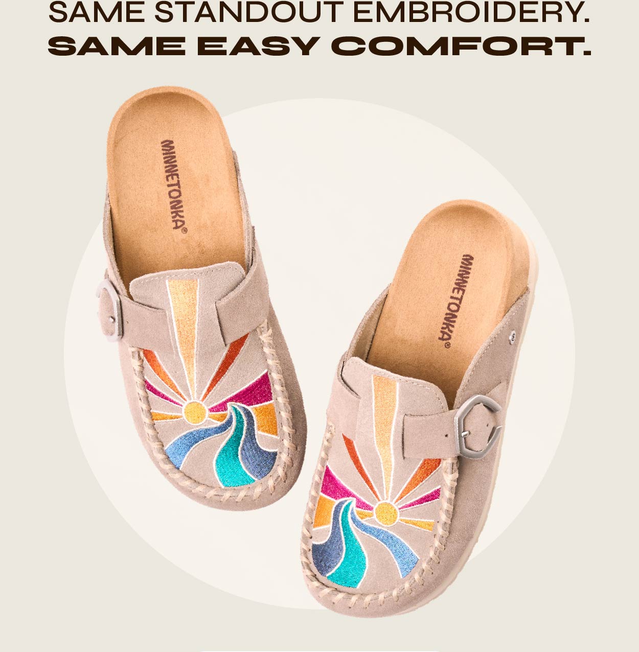 Sunset Embroidery Buckle Clog