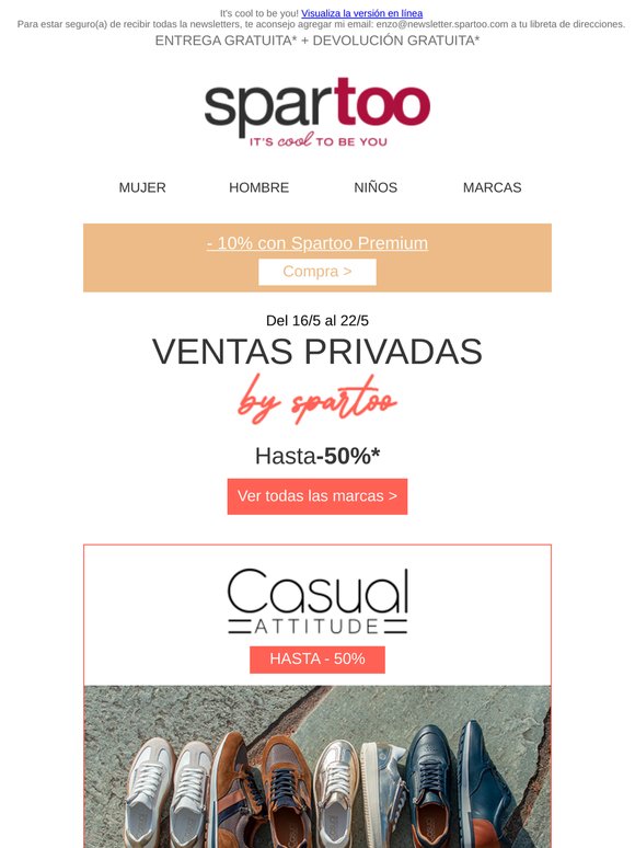 ⏳ ¡Con estos precios no lo dudes más! Hasta el 50% de descuento en Casual Attitude, Victoria, Fericelli, Skechers y Dr. Martens con la entrega gratuita
