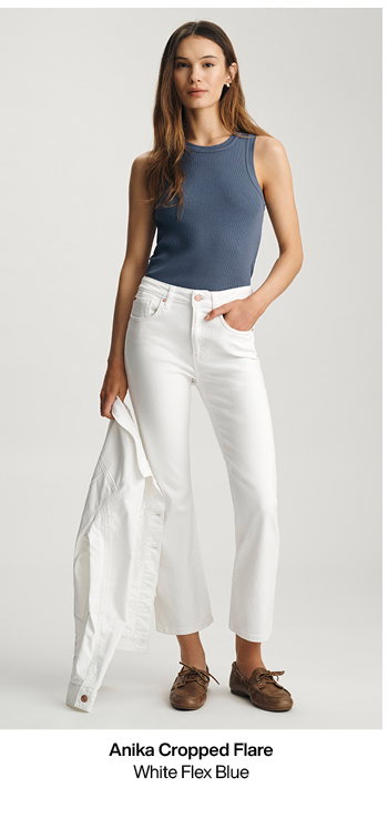 Anika Cropped Flare White Flex Blue