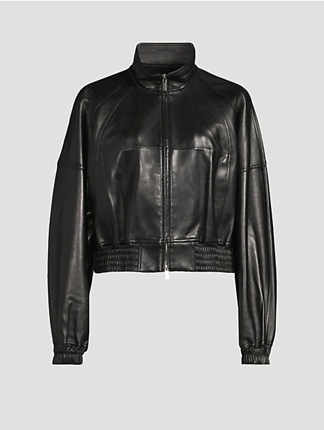 Bonded Leather Bomber Jacket