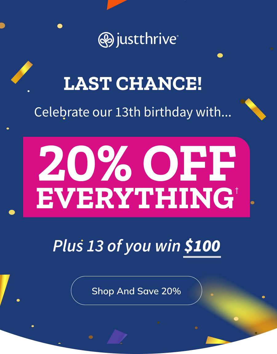 Just Thrive 13th Birthday Sale graphic