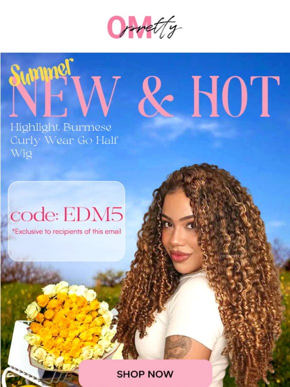 New in! ✨ Highlight Curly Glueless Wig