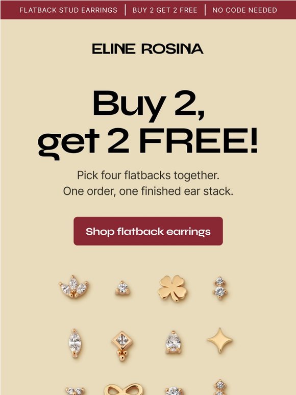 Buy 2, get 2 FREE on all flatback earrings