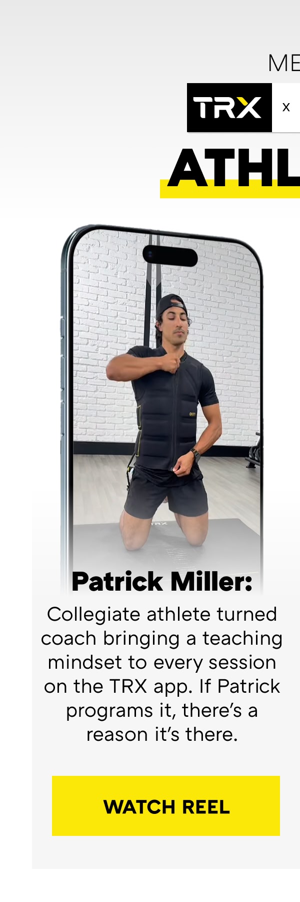 Patrick Miller: Collegiate athlete turned coach bringing a teaching mindset to every session on the TRX app. If Patrick programs it, there's a reason it's there.