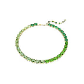 Millenia necklace, Octagon cut, Color gradient, Green, Gold-tone plated