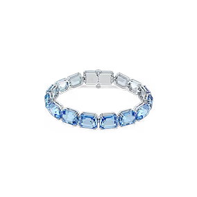 Millenia bracelet, Octagon cut, Color gradient, Blue, Rhodium plated