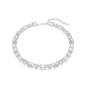 Millenia necklace, Octagon cut, White, Rhodium plated