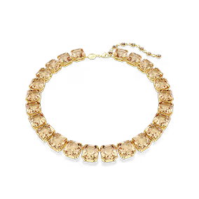 Millenia necklace, Octagon cut, Caramel, Gold-tone plated