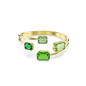 Millenia bangle, Octagon cut, Green, Gold-tone plated