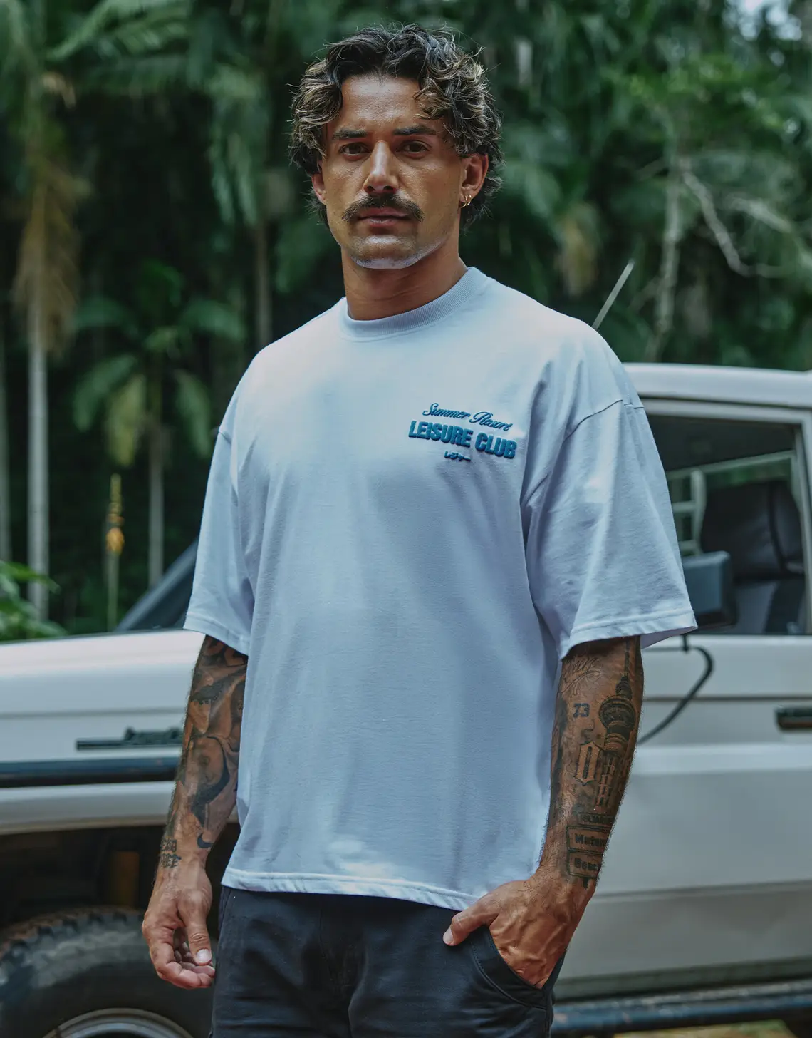Leisure Summer Cropped Box Fit T Shirt in Blanc.