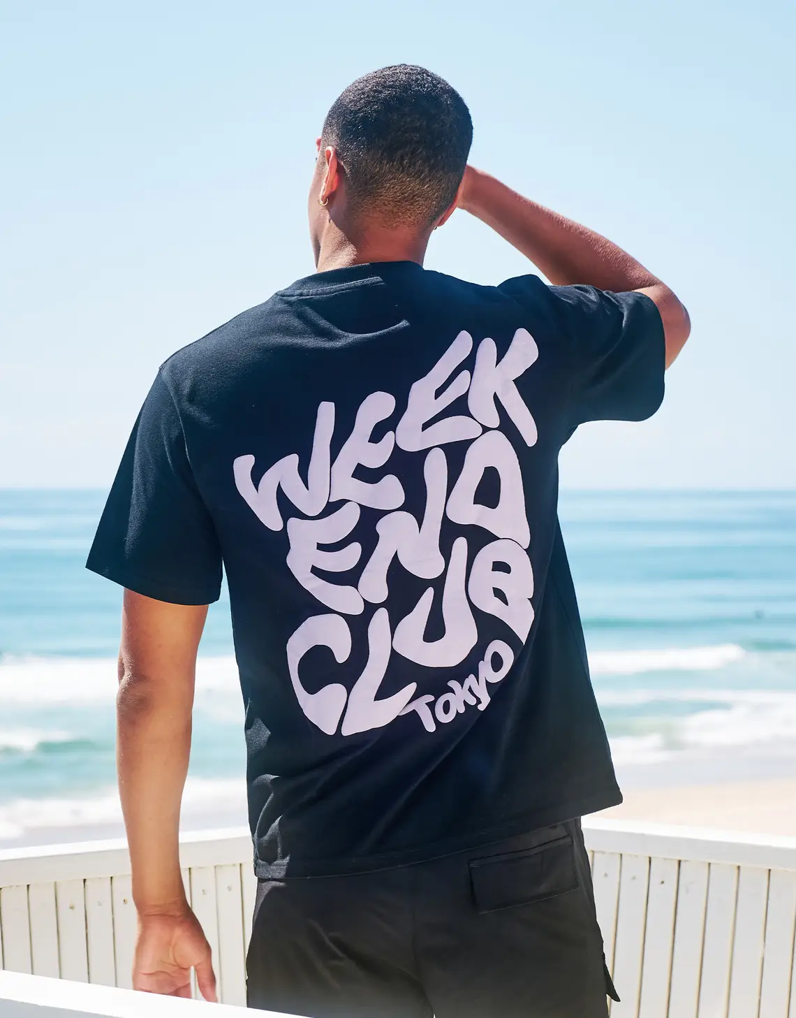 Weekend Club International Relaxed Fit T Shirt in Black.