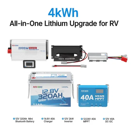 Redodo 12V 320Ah Mini Bluetooth Battery LEAD-TO-LITHIUM Upgrade Kit | For 3-4 Days Boondocking
