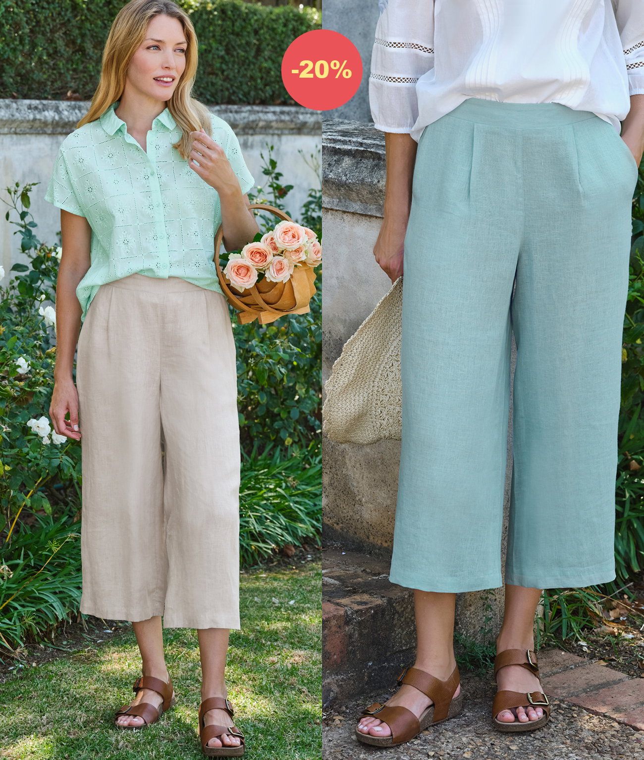 Culotte en lin à dos élastique