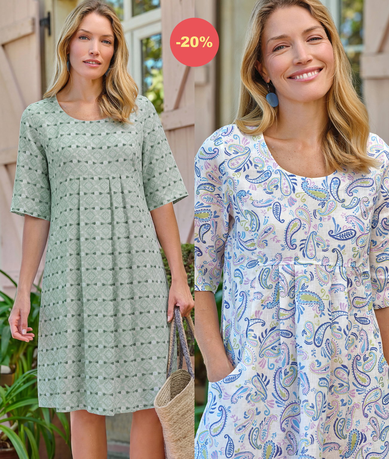 Robe-Tunique à poches - Femme - Pur Lin