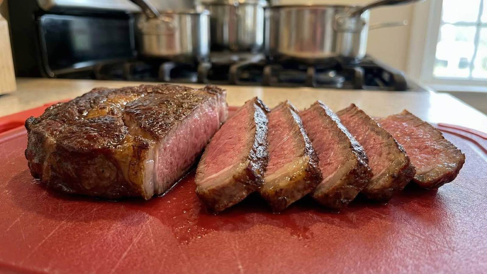 Australian Wagyu Ribeye plated and sliced