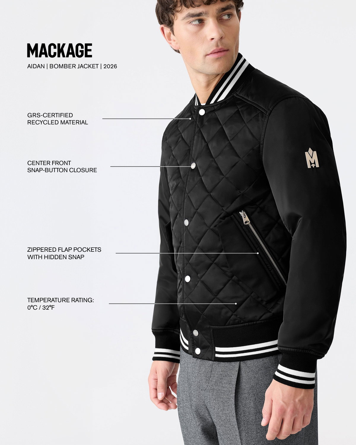 AIDAN-SA Diamond-Quilted Bomber Jacket for Men