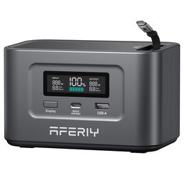 AFERIY Nano100 Portable Power Station, 100W 99.2Wh, Telescopic Type-C Cable, Carry-on Airplane, 1.5h Full Charge, 3000+ Cycles LiFePO₄ Battery