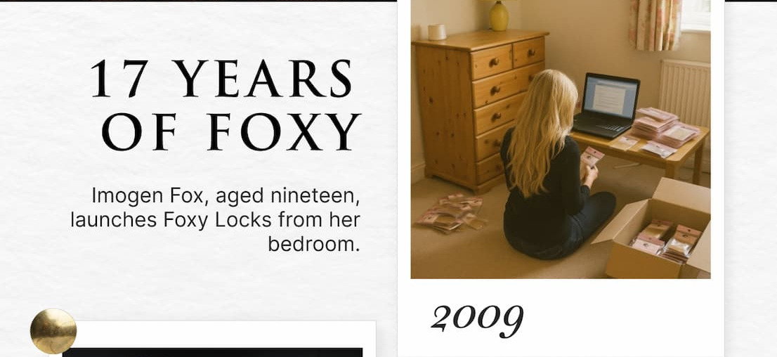 17 Years of Foxy | Imogen Fox, aged nineteen, launches Foxy Locks from her bedroom. 