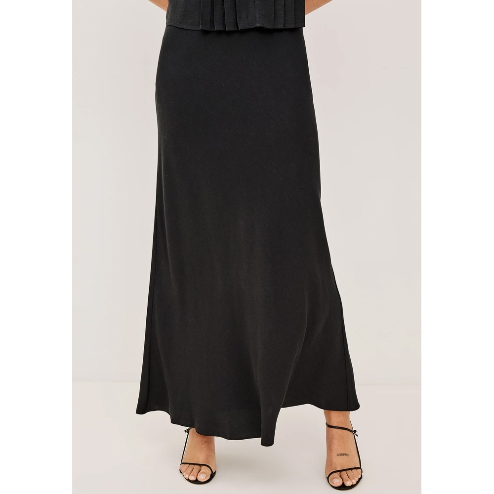 Image of Romina Linen Maxi Skirt - Black