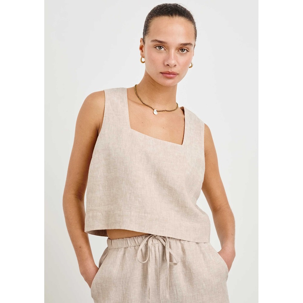 Image of Akira Square Neck Top - Heathered Flax
