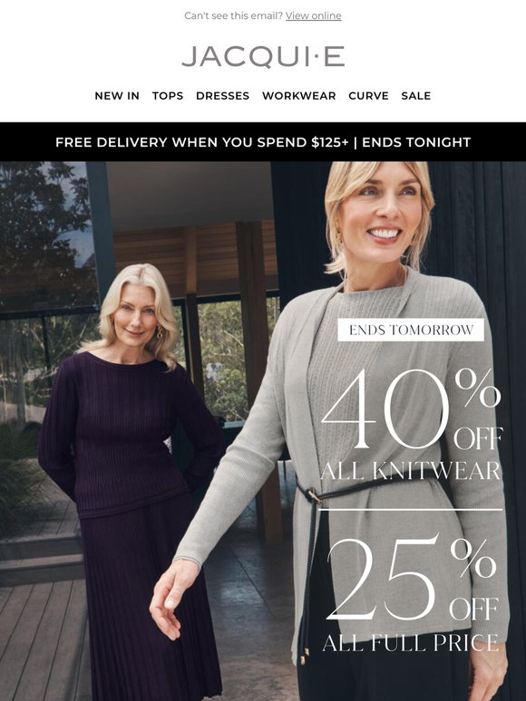Hurry, 40% Off All Knitwear Ends Tomorrow!
