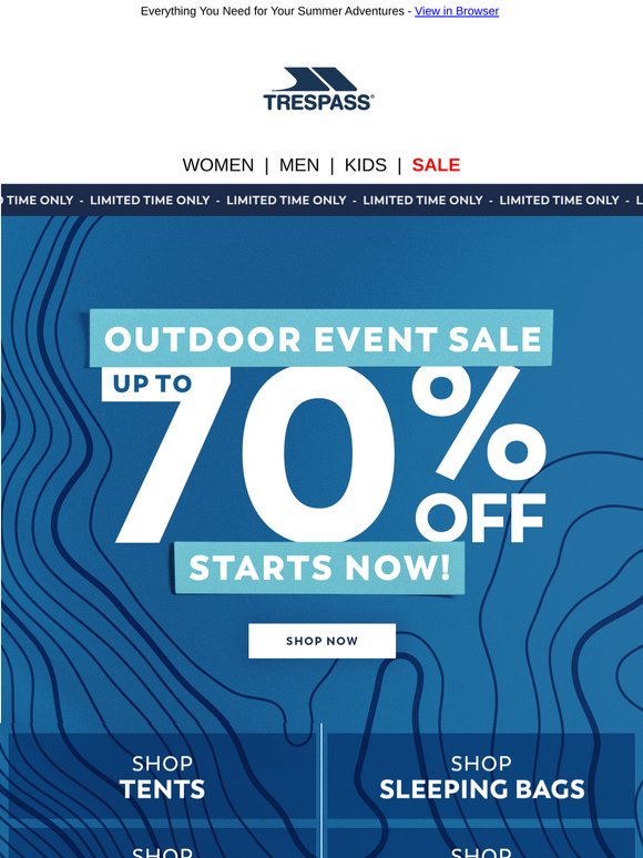 Up to 70% Off Outdoor Equipment