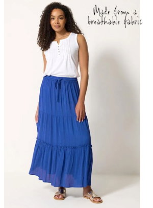 M&Co Blue Crinkle Maxi Skirt
