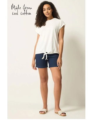 M&Co Navy Blue Cotton Poplin Shorts