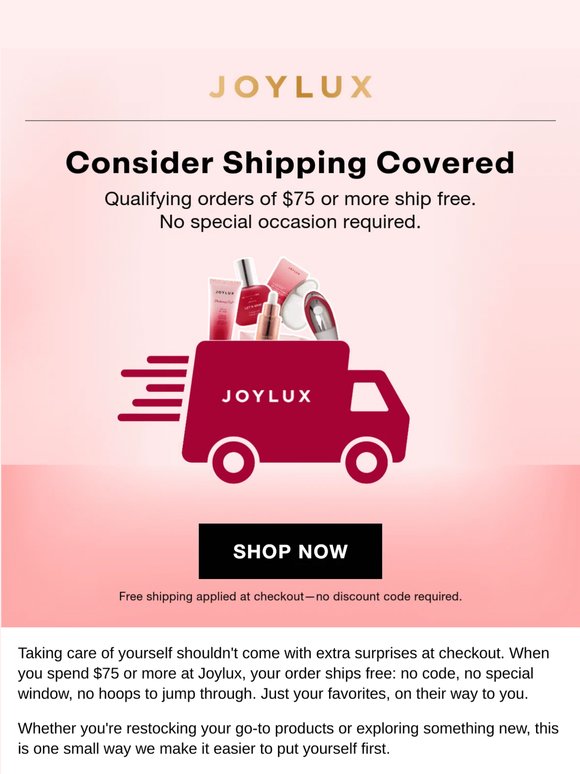Free shipping starts at $75