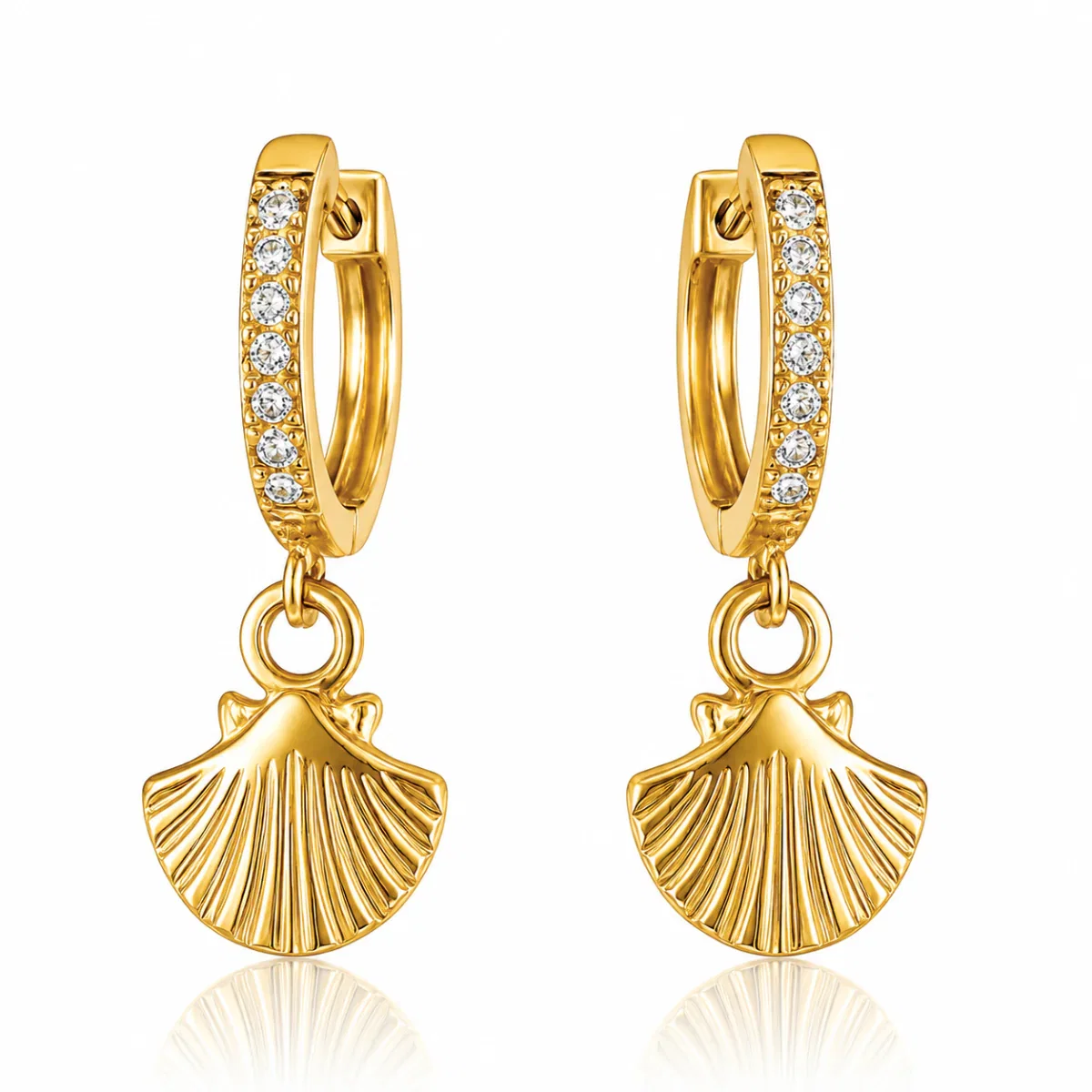 Image of Citara Huggie Hoop Shell Earring