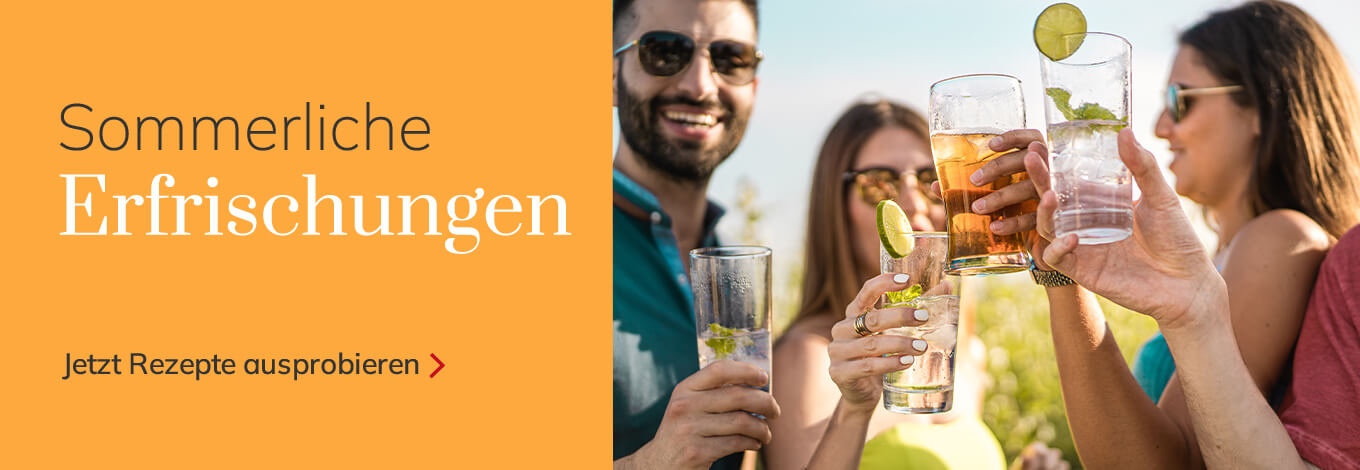 Zum Magazinartikel »Sommerliche Getränke«. Jetzt Rezpte ausprobieren.