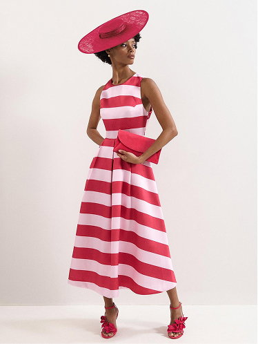 Kiria Stripe Satin Midi Dress