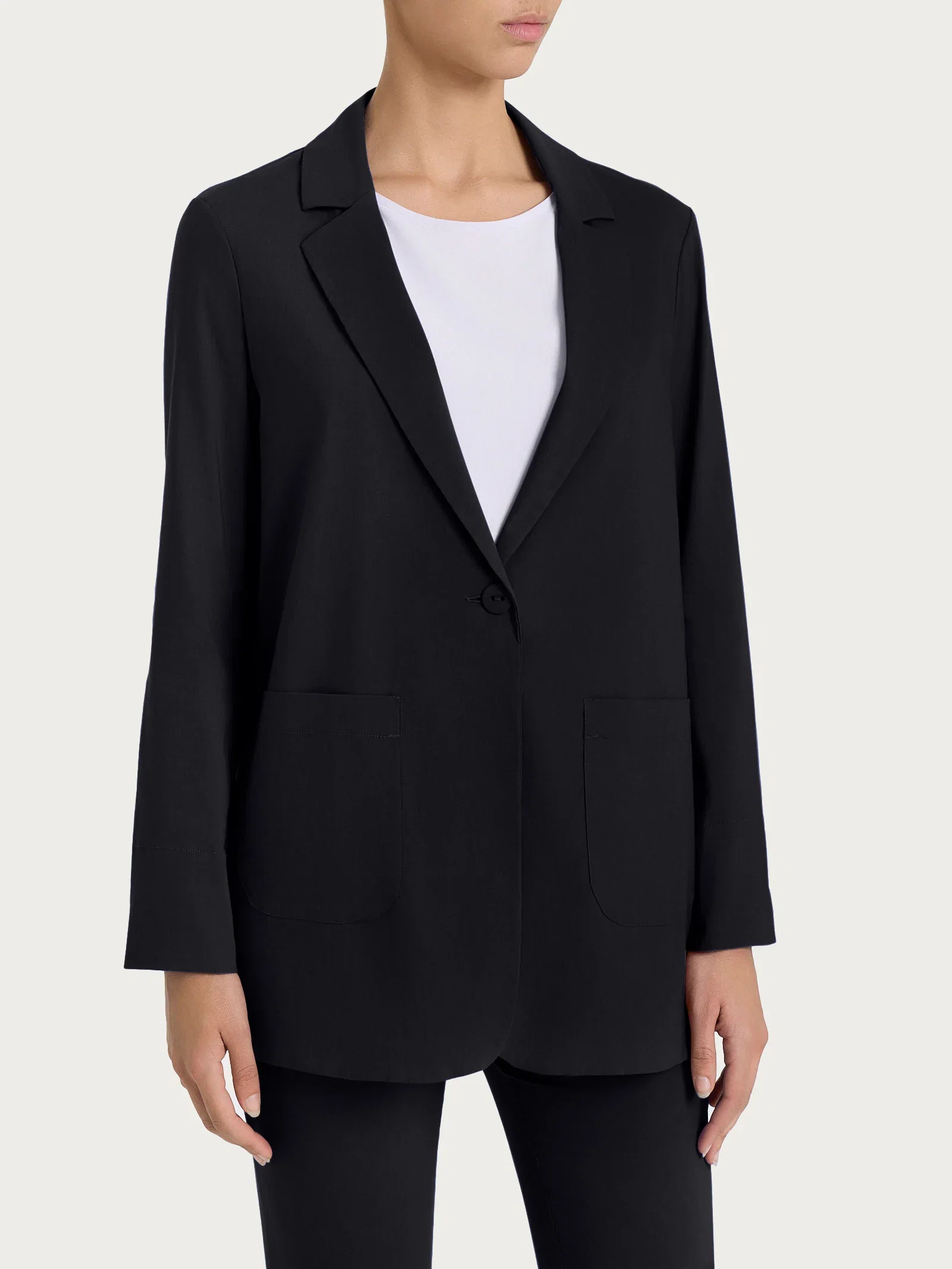 Image of Blazer leggero destrutturato in Super Fresh - Nero