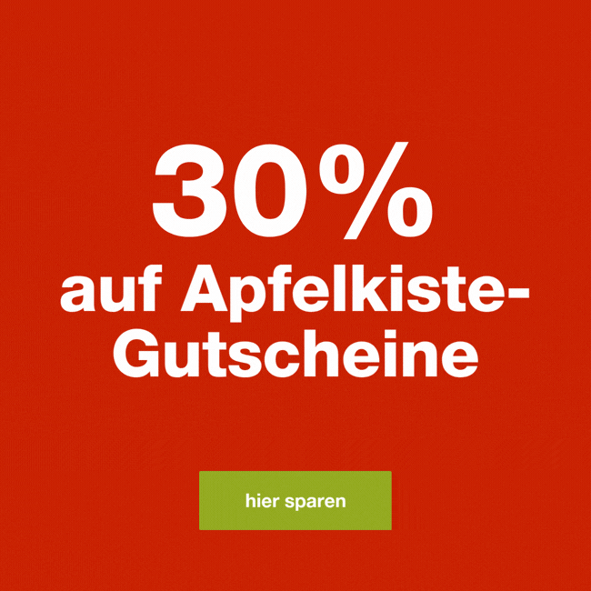 Profitiere von 30% auf alle Apfelkiste Gutscheine