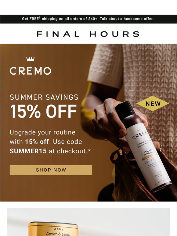 FINAL HOURS: 15% off ends tonight