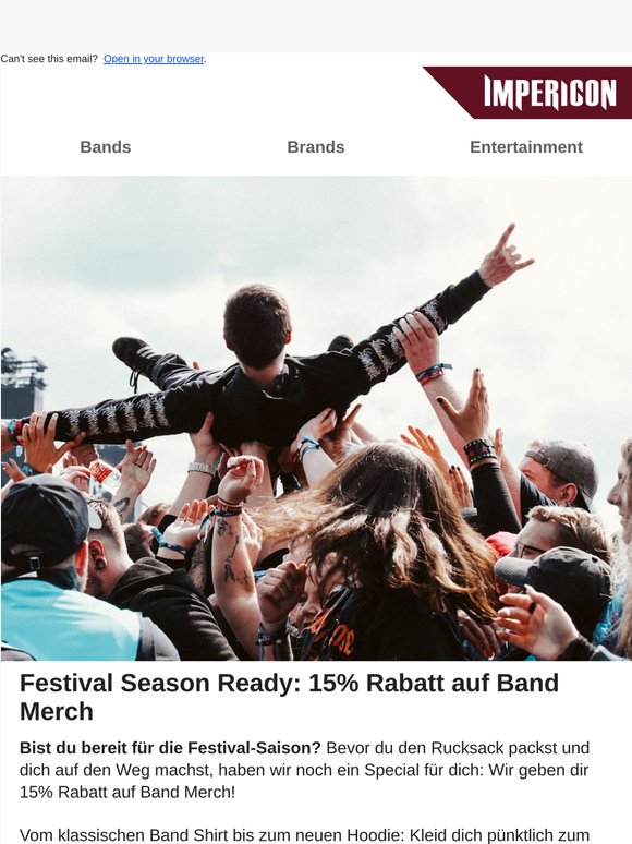 🔥 Festival Special: 15% Rabatt auf Band Merch