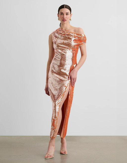 Audrey Asymmetrical Draped Midi Dress