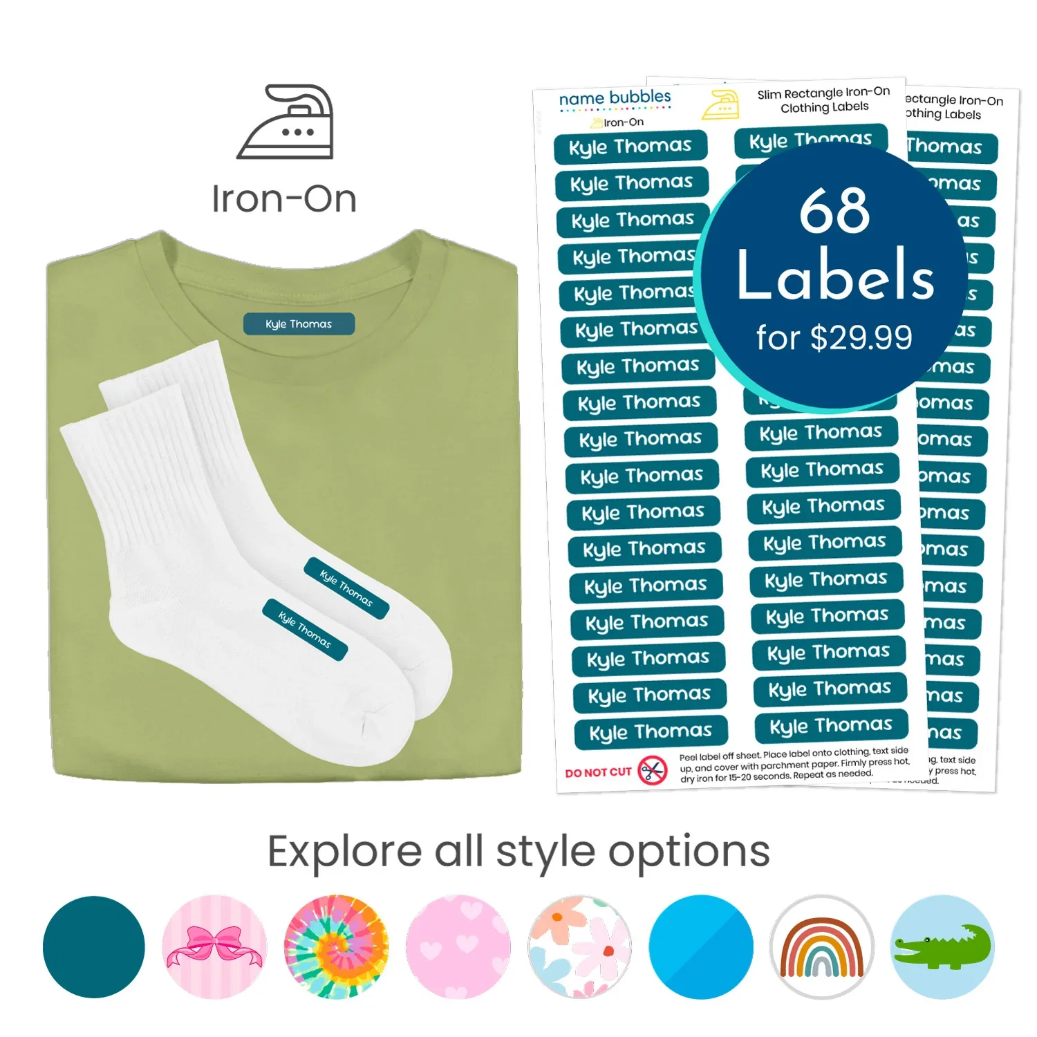 Image of Custom Slim Rectangle Iron-On Clothing Labels