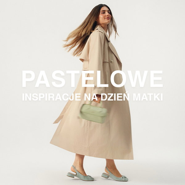 Woman in beige trench coat holding a pastel green handbag, Mother's Day inspiration.