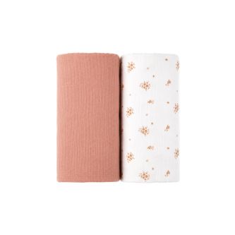 Our sets of 2 swaddles in 100x100 cm