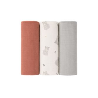 Our sets of 3 swaddles in 70x70 cm